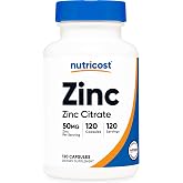 Nutricost Zinc Citrate (50mg) 120 Capsules, Vegan, Gluten-Free, GMO-Free | Zinc Citrate Supplement for Men &amp; Women