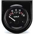 12V Voltmeter Gauge 2" 52mm Volt Voltage Meter Gauge Universal Pointer Voltmeter Car Auto Measure Range 8-16V LED Light Dial Black