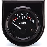 12V Voltmeter Gauge 2" 52mm Volt Voltage Meter Gauge Universal Pointer Voltmeter Car Auto Measure Range 8-16V LED Light Dial Black