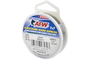 AFW American Fishing Wire Surfstrand Micro Supreme Bare 7x7 Stainless Steel Leader Wire- Fishing Leader Line for Saltwater, 13lb Test - 20lb Test, Camo Color, 5m Length