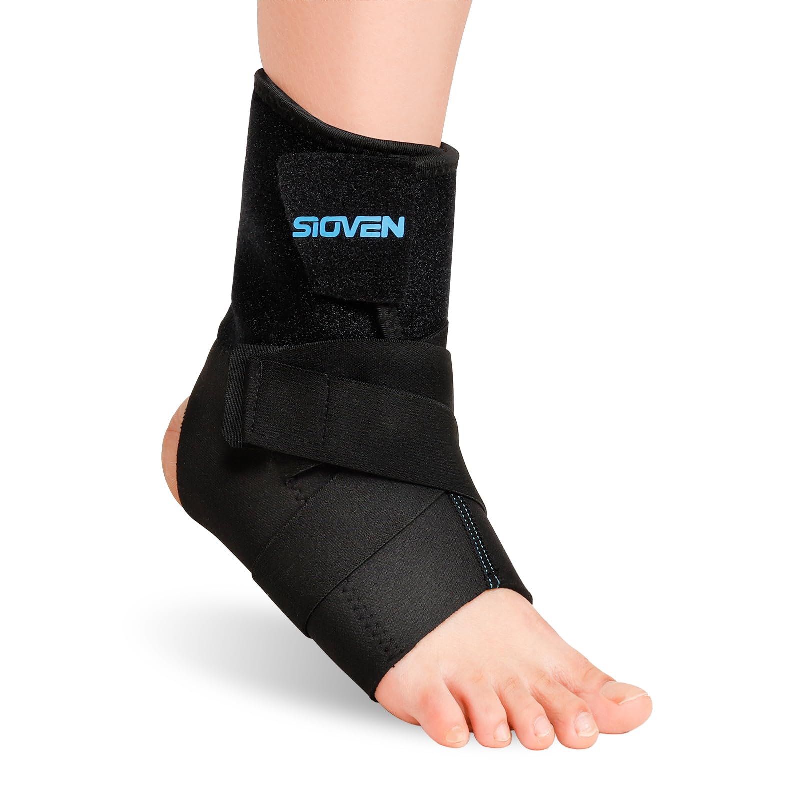 Sioven Ankle Support - Adjustable Ankle Brace Wrap Strap for Sprained Ankle, Sports Protect, Plantar Fasciitis, Achilles tendonitis, Ligament damage, Injury Recovery (L)
