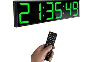 ETEBRG 26'' Huge Digital Wall Clock, Home Gym Interval Workout Timers, with Countdown, Stopwatch, 7-Color Light, 8-Alarms, Calendar/Temperature Display, for HIIT/Tabata/FGB/EMOM (Green)