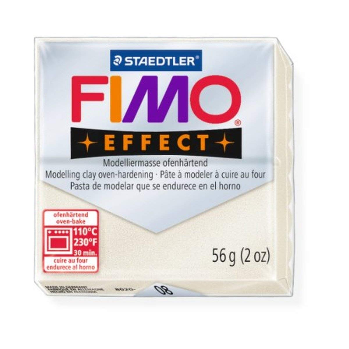 STAEDTLER FIMO Effect Mother Of Pearl (08) FIMO Effect Polymer Modelling Moulding Clay Block Oven Bake Colour 56g (Pack Of 1)