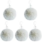 Unpafcxddyig 5 Pieces Poms Keychains Fluffy Ball Faux Fur Pom Pom Keyring for Women