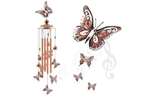 Wind Chimes Outdoor Clearance, Butterflies Aluminum Tube Windchime with S Hook,Sea Turtles Patio Garden Decor, Housewarming G