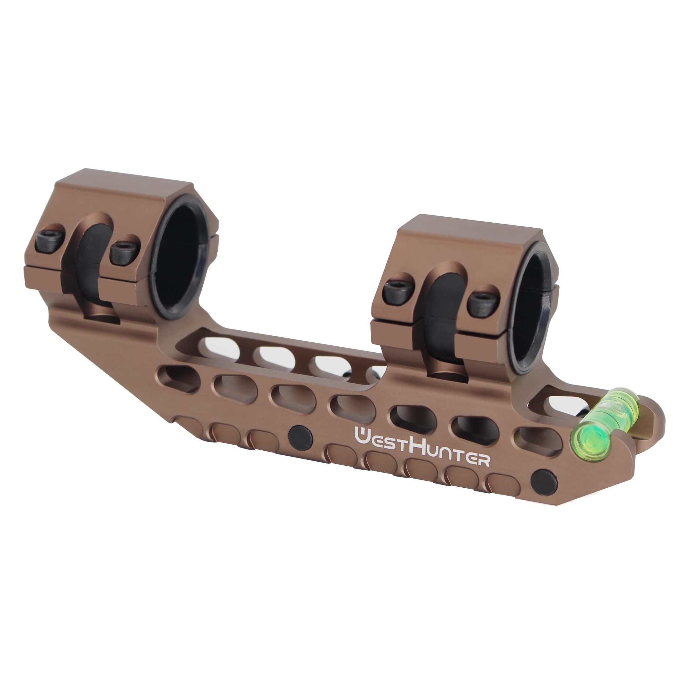 WestHunter Optics 30 mm Cantilever Picatinny Scope Mount, Precision One Piece Scope Dual Rings | Brown
