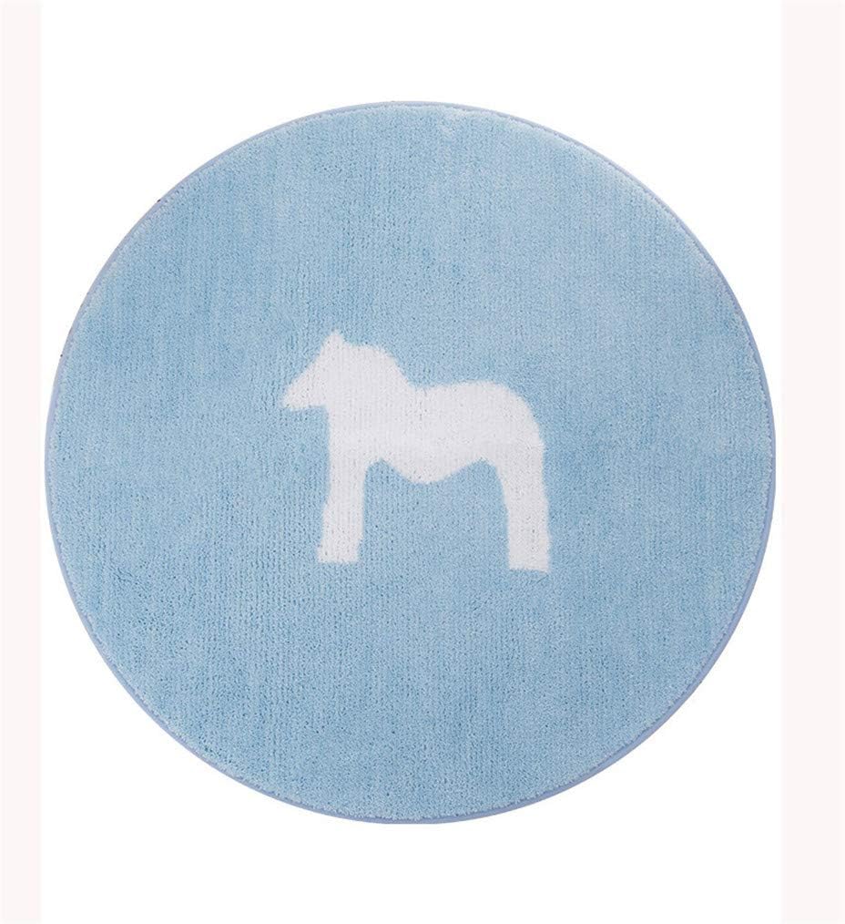 Powder Blue Kids Teepee Tent Game Play Round Area Rugs With Lovely Cartoon Pony Baby Crawling Play Mat Sitting Cushion Cotton Non-Slip Mat For Children Toddlers,Pony,Diameter1.2m/4'