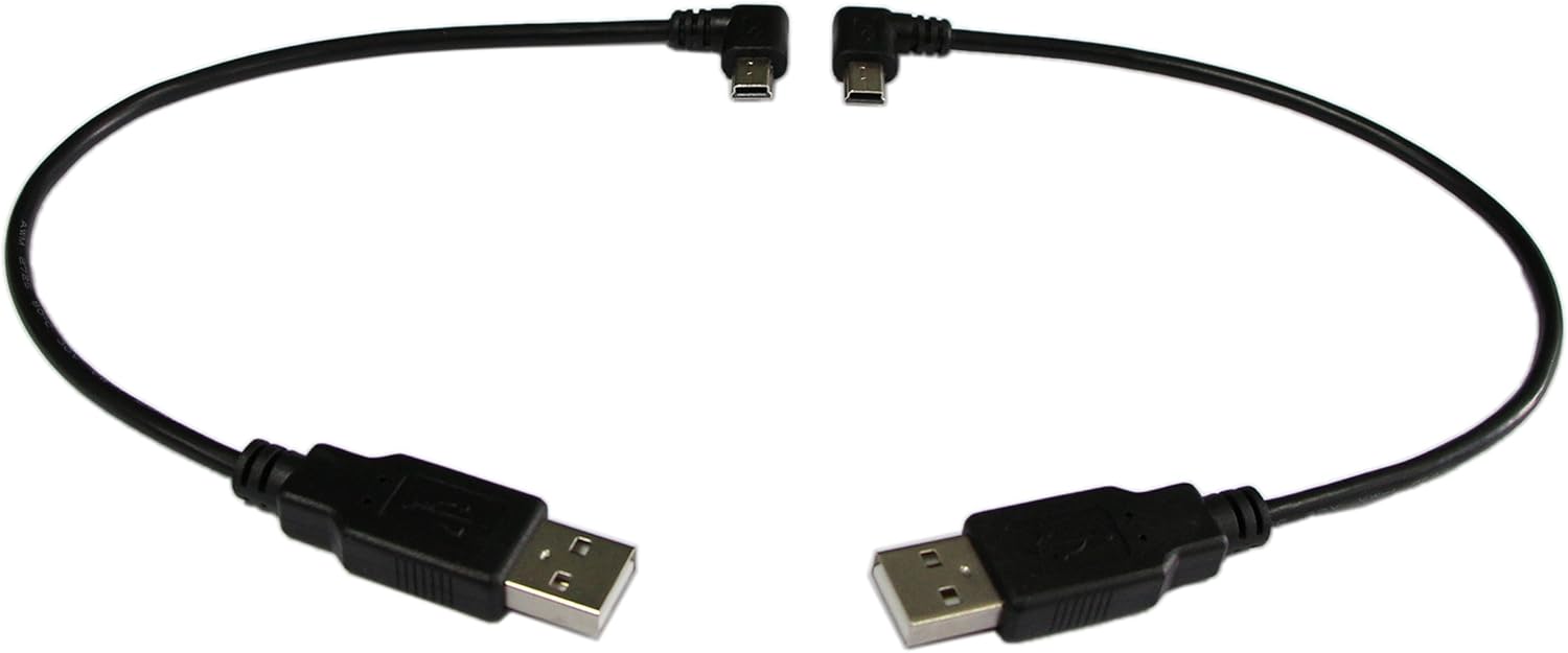 USB 2.0 Extension Cable-Cerrxian 9 Inch Mini USB Cable Combo Mini USB Right Angle & Left Angle Male to USB Type A 2.0 Data Sync and Charge Cable (1 Pair) - Image 3
