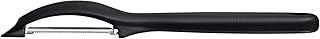 Victorinox Universalschäler, für Obst Gemüse, Extra scharf, Zackenschliff, Zweischneidig, Ergonomischer Griff, schwarz