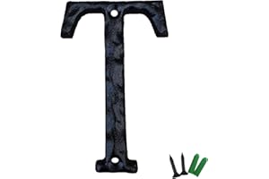 YICC 5 Inch High House Letters, Solid Cast Iron Home Address Letters, Perfect Matching Our 5.5 Inch House Numbers, Black Finished (Letter T)