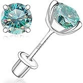 Moissanite Screw Back Earrings Studs - 0.2CT-4CT Moissanite Earrings for Women 925 Sterling Silver Piercing Real Colorful Moissan Hypoallergenic Jewelry Ear Stud Gifts