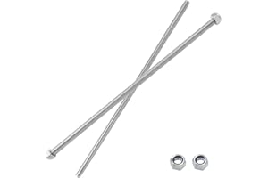 Jersvimc 2Pcs M6 x 250mm Threaded Rod Stainless Steel M6 Threaded Rod, Long Threaded Studs Fully Threaded Rods & Studs Right Hand Threaded Screw for Bolt Clamps Anchor