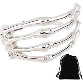 SOFPLATE Silver Skull Cuff Bangle Skeleton Hand Bangle Halloween Alloy Metal Cool Gothic Punk Retro Devil Claw Jewelry Open Bone Arm Skull Hand Bracelet for Women Costume Accessory Decoration Gifts