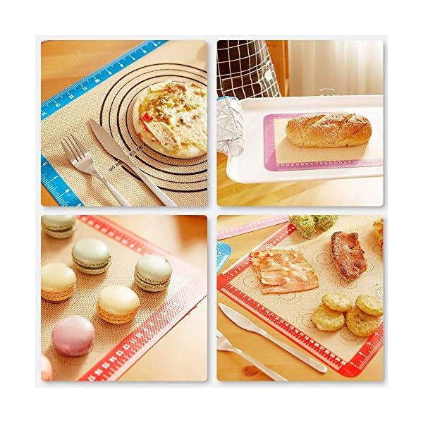 UOON Silicone Baking Mat Sheet Set of 3 - Non Stick Mat Sheets Tray Liner - Reusable BPA Free Professional Silicone Cooking Mats Perfect Bakeware for Baking Cookies, Pastry, Macarons and Pizza 3 Pack