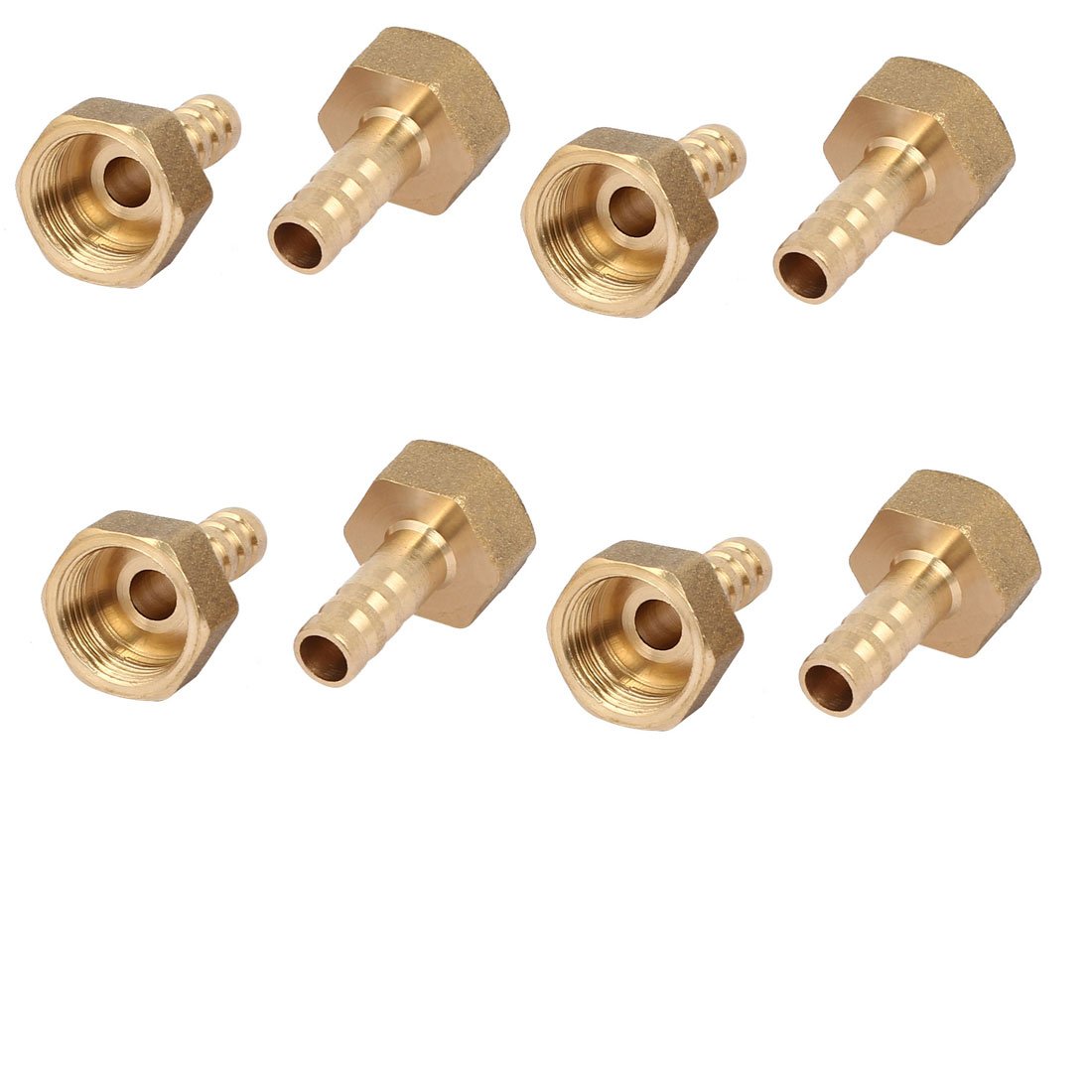 sourcingmap 3/8BSP Female Thread 8mm Hose Barb Brass Tubing Coupler Connector Fitting 8pcs