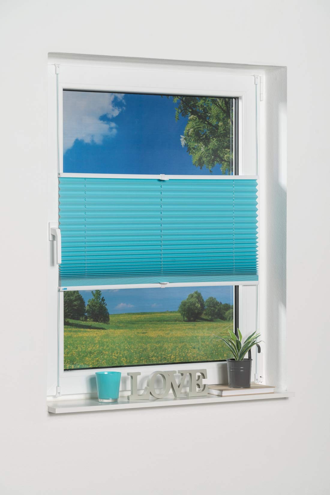 K-home Pleated Blackout Blind, Polyester, Ice Blue, W30 x H130 cm — image 1