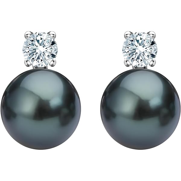 Amazon.com: DENGGUANG 9-10mm Tahitian Black Pearl Stud