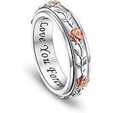 HOOHWE Anxiety Ring for Women 925 Sterling Silver Spinner Fidget Rings Worry Relieving Boredom ADHD Autism Band Rings Anti Stress Jewelry for Women Men
