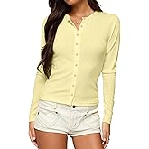 BAIGRAM Women Long Sleeve Button Up Pointelle Crop Tops - Y2K Preppy Open Front Cropped Cardigan Fall Outfits Girls Fit Shirt