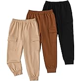 Boys Sweatpants 3 Pack Boys Cargo Joggers Pants Elastic Waist Casual Kids Toddler Cargo Sweatpants Size 3-7T