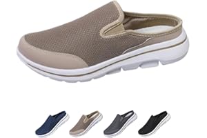 Mens Backless Slip On Sneakers Shoes, Men's Backless Mesh Walking Mules, Casual Lightweight Breathable Outdoor Slippers