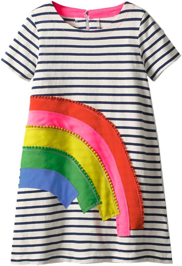 VIKITAGirls Dress Polka Dot Stripe Dresses Baby Girls Clothing Outfits Jm6167 (Size: 2-3 Years=92-98cm) Rainbow