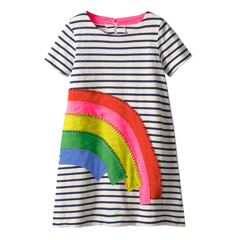 VIKITAGirls Dress Polka Dot Stripe Dresses Baby Girls Clothing Outfits Jm6167 (Size: 2-3 Years=92-98cm) Rainbow