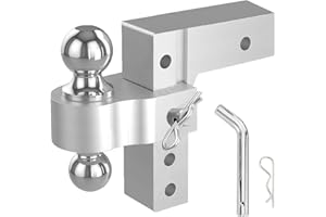 Allucky Adjustable Trailer Hitch Ball Mount 5000 LBS Capacity, Fits 2-Inch Receiver, Tow Hitch 6-Inch Drop/Rise 2-Inch and 2-