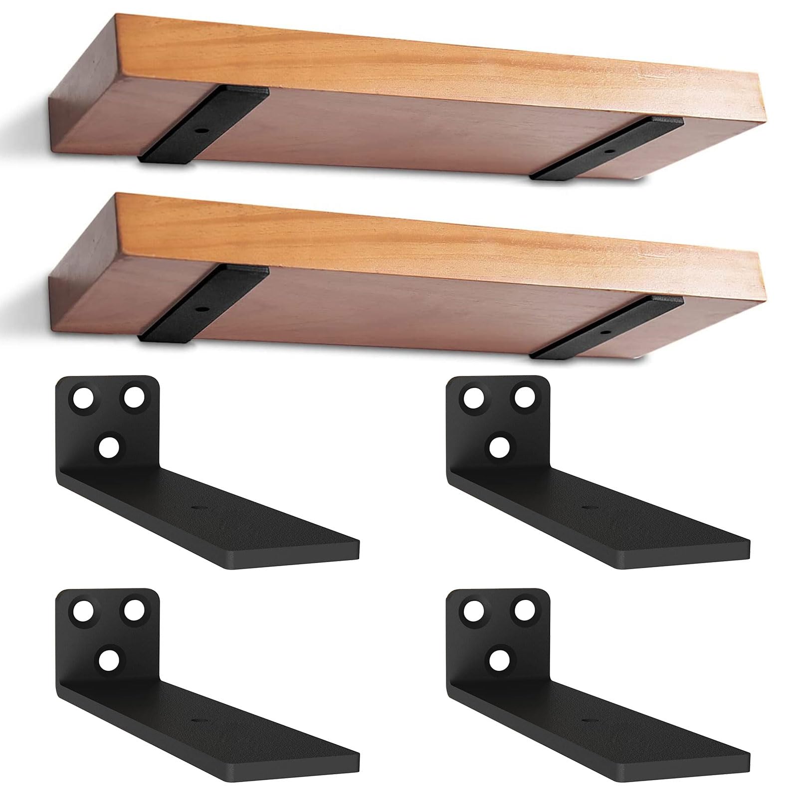 5 inch Floating Shelf Brackets, 4 Pack Heavy Duty L Shelves Support Wall Mounted Industrial Metal Brackets Hardware Supports for Shelves Support DIY | Holds 150+lb (1/5 Inch Thicked)