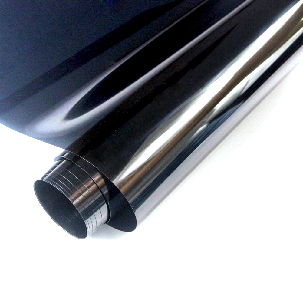 FENTIS Reflective Window Film Black One Single Way Mirror Solar Film Non Adhesive Static Cling Glass Film Heat Control Anti UV Window Tint for Home and Office 90x200cm