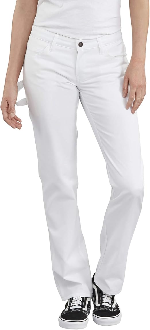 Amazon.com: Dickies Women's Flex Painter's Straight Leg Utility Pant, White, 16: Clothing