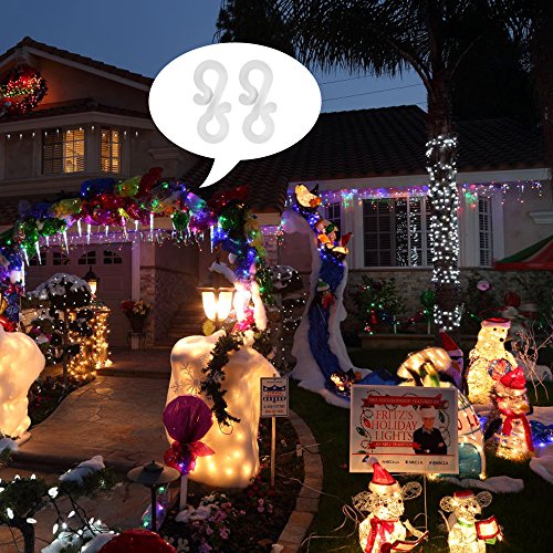 Meetory 50 Pcs Gutter Hang Hooks,S Clip Hooks for Christmas Decoration Outside String Lights,Seasonal Fairy Light
