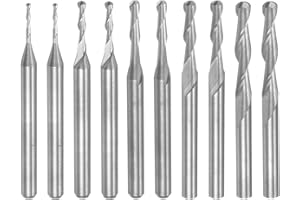 uxcell 10pcs Ball Nose End Mills CNC Router Bits, 1/8" Shank 1.0-3.175mm Spiral Upcut 2 Flutes Solid Carbide Cutter Milling T