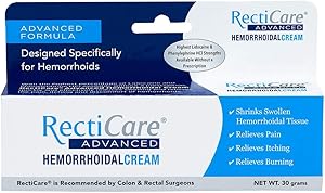 RectiCare Advanced Hemorrhoidal Cream: Advanced Treatment to Shrink & Soothe Hemorrhoids - Itch, Pain, Burn Relief - 30g Hemorrhoidal Cream with Lidocaine