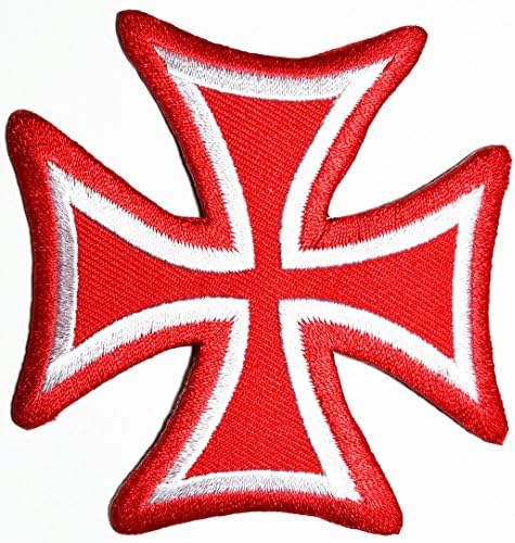 HHO Red White Maltese Cross Fire Choppers Celtic Rider Biker Motorcycle Patch Embroidered DIY Patches Cute Applique Sew Iron on Kids Craft Patch for Bags Jackets Jeans Clothes