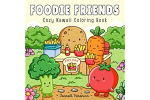 Foodie Friends: Cozy Kawaii Coloring Book for Adults and Teens, Featuring Cute Veggies, Fruits, and Sweet Food-Themed Pages f