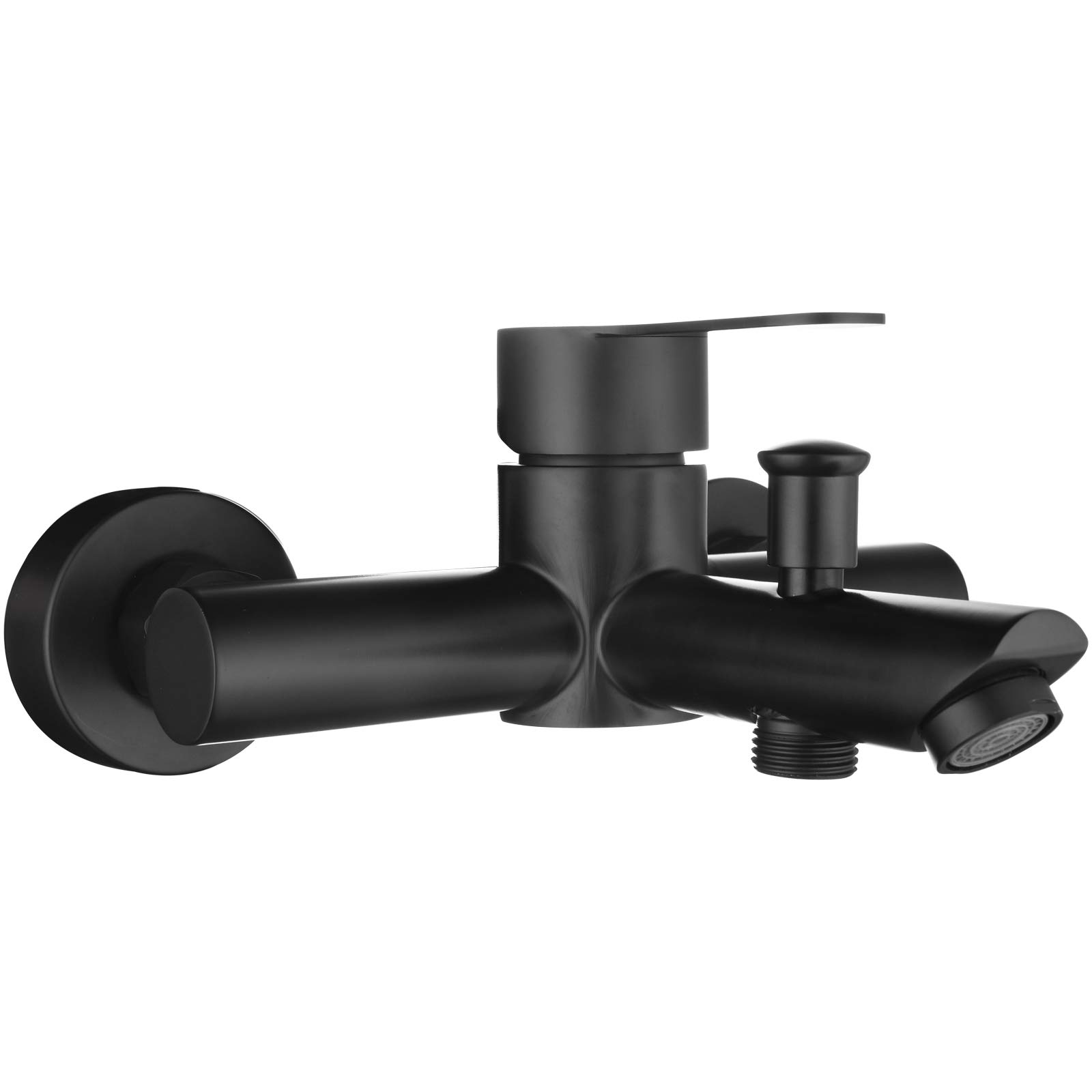 Tecmolog Wall Mount Bathtub Faucet Stainless Steel Single Handle Tub Filler 2 Hole Tub Faucet Black, SNA516B