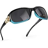 SIPHEW Women's Polarized Sunglasses - Wrap Around Stylish Rectangular Frame w UV Protection Sun Glasses for Women