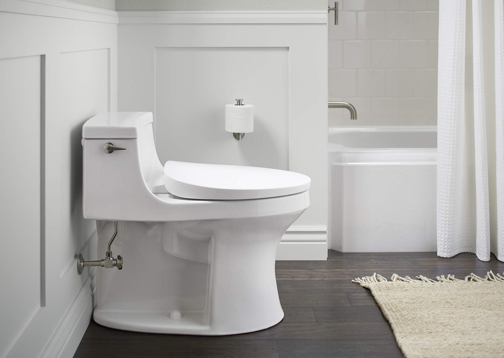 KOHLER K-10349-0 PureWarmth Heated Toilet Seat, Elongated, White with Quiet-Close Lid and Seat, Adjustable LED Nightlight and Warmth Settings, App Connected