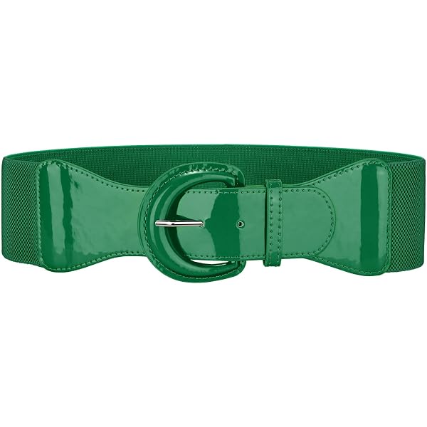 Vintage Women’s Green Elastic Belt. ZYALTFDC Women Green Belts for Dresses Elastic Vintage Wide  main image 3