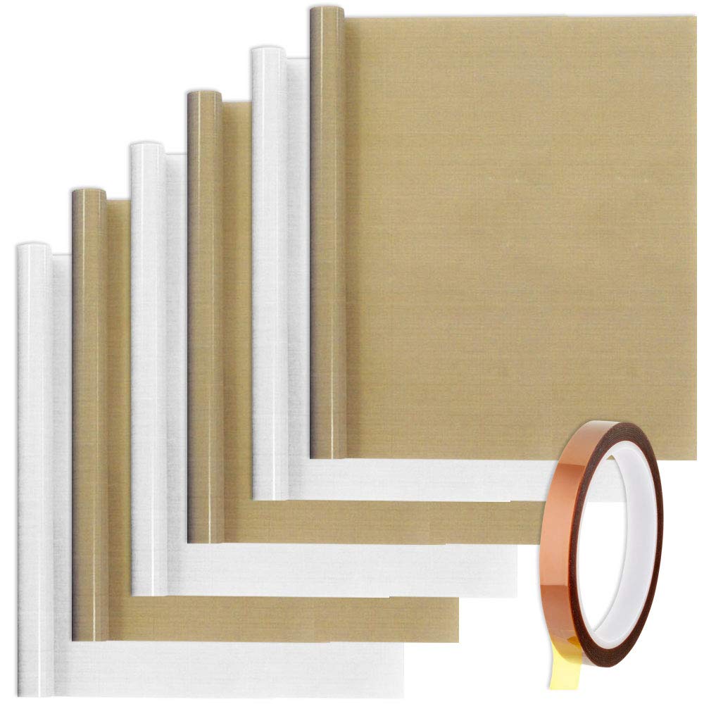 SENHAI Teflon Sheets with 1 Adhesive Tape Heat Transfer Printing Non Stick Heat Resistant (30 x 40 cm) Brown White
