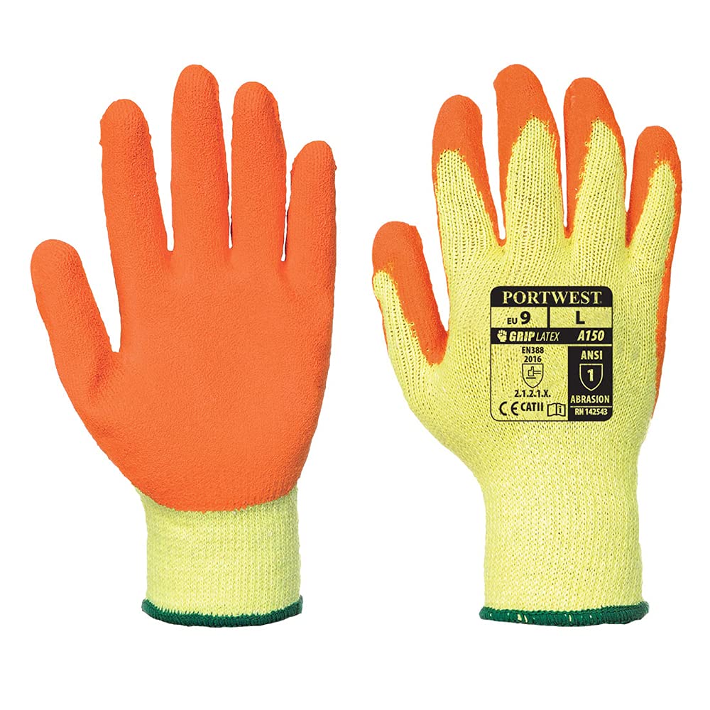 Portwest A150 Breathable Classic Grip Glove - Latex Orange, Large