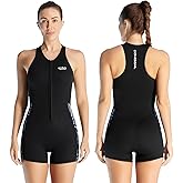 Womens Wetsuit Shorty Sleeveless Wetsuits One Piece 2mm Swimsuit with Front Zipper for Swimming Diving Snorkeling Water Sport