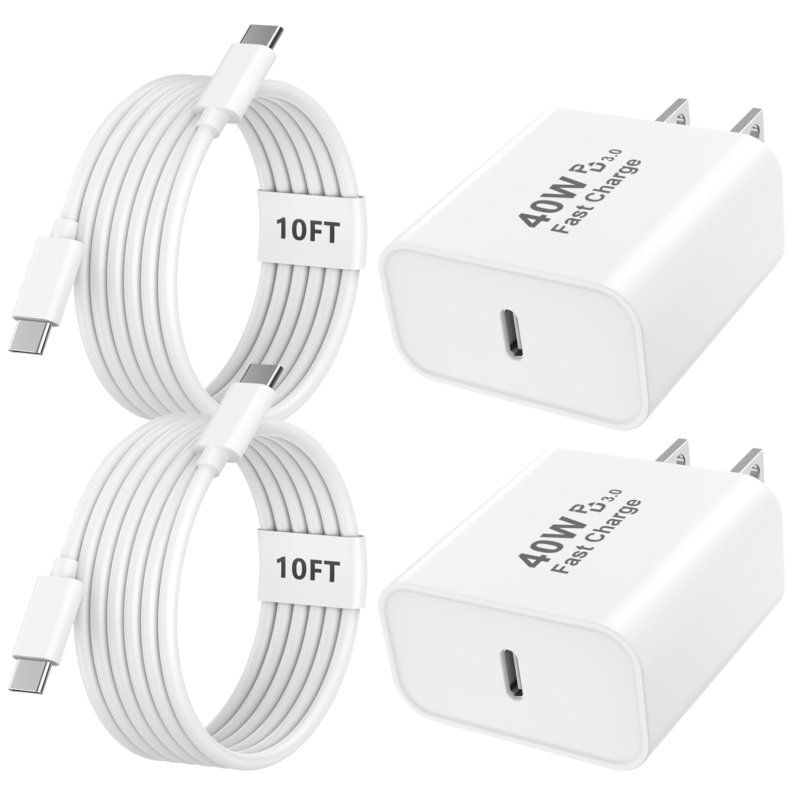 [Apple MFi Certified] iPhone 17 Pro Max Charger Fast Charging, 2Pack 40W USB C Apple Charger Block & 10FT Type C Charging Cable Cord for iPhone 17/Air/17 Pro/17 Pro Max/16/16 Pro/16 Pro Max/15 Pro Max