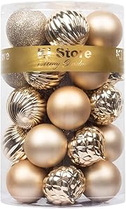 KI Store 34ct Christmas Ball Ornaments Shatterproof Christmas Decorations Tree Balls for Holiday Wedding Party Decoration, Tree Ornaments Hooks Included 2.36” (60mm Champagne)