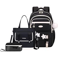 Set Of 3 School Bags For Girls - Backpack, Shoulder Bag & Pencil Case, 30x16x45cm, Black
