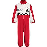 IBTOM CASTLE Toddler Boys Girls 1st 2nd Birthday Outfits Race Car Driver Long Sleeve Romper Racer Jumpsuit