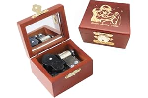 Youtang Music Box Howl's Moving Castle Carved Wood Wind Up Mechanism Musical Gift with Mirror