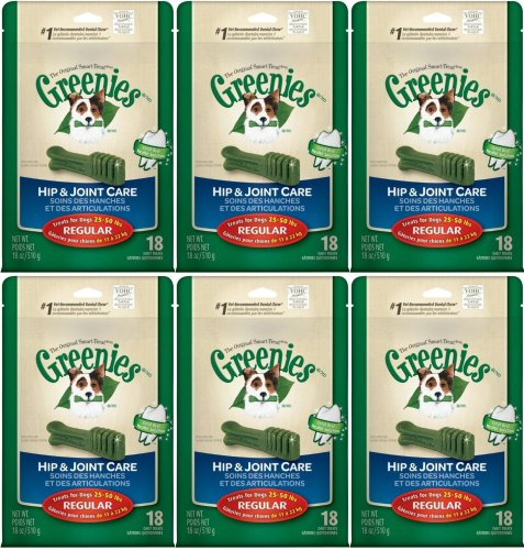 GREENIES Hip & Joint Care Dental Chew Regular 6.75lbs (6 x 18oz) GREENIES Hip & Joint Care Dental Chew Regular 6.75lbs (6 x 18oz)