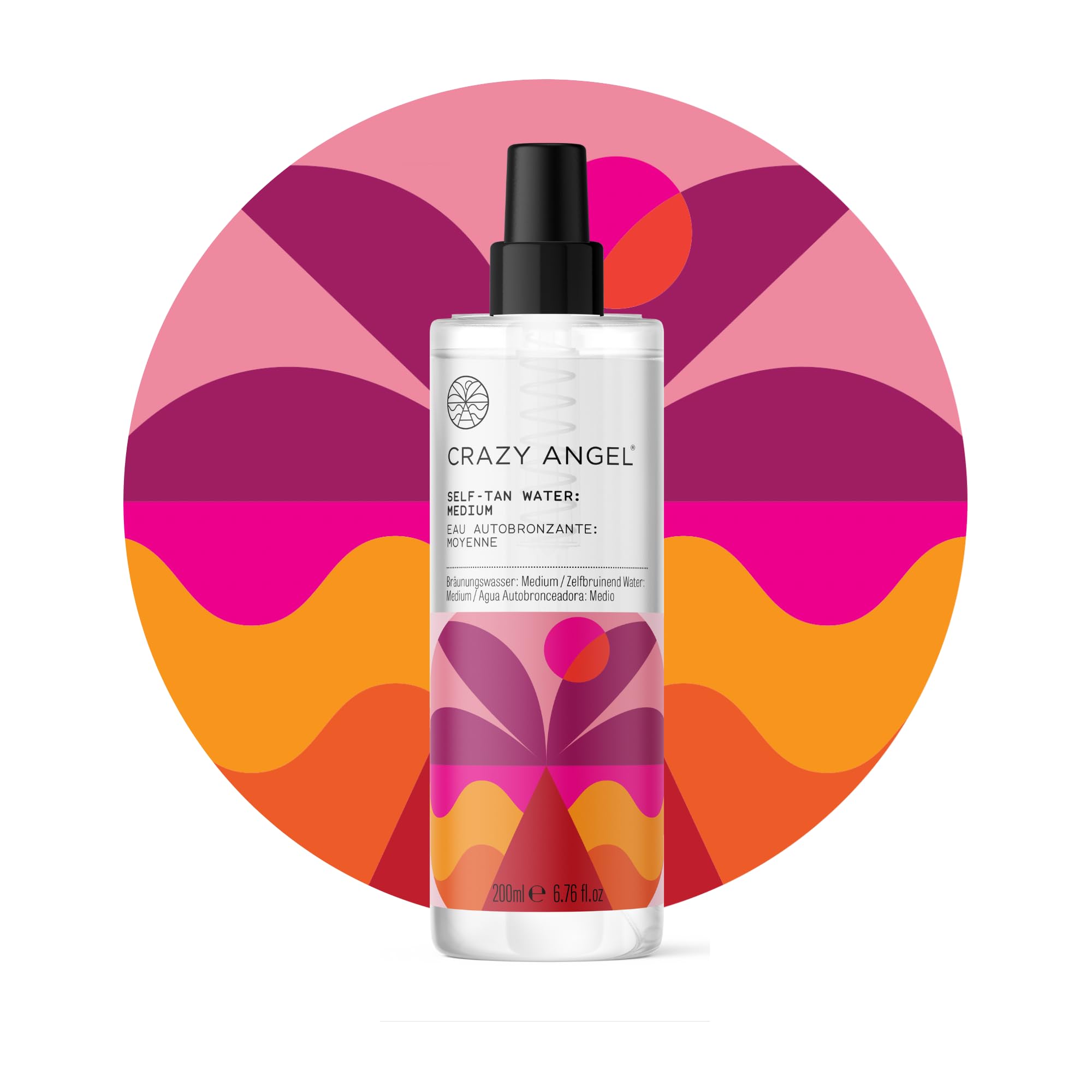 Crazy Angel Vegan Self-Tan Water (Buildable/Medium tan). Made in UK. 200ml.